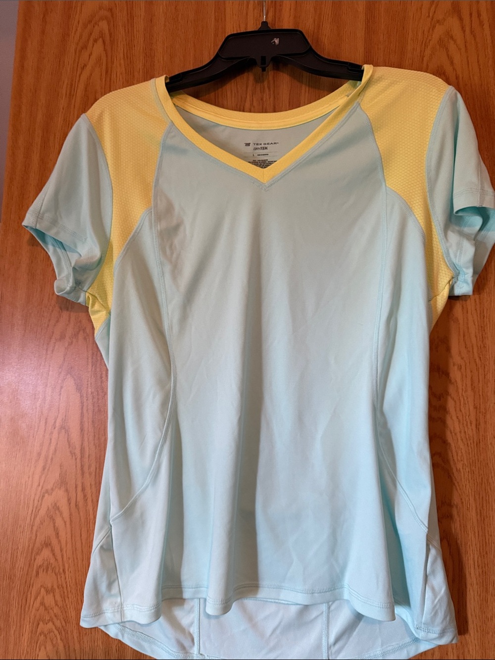 tek gear Light Blue and Yellow V-Neck Active Tee